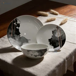 Ink-Wash Inspired Ceramic Dinnerware Set Ink-Wash Inspired Ceramic Dinnerware Set